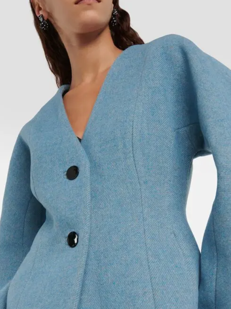 V-Neck Waist Shape Sleeve Jacket