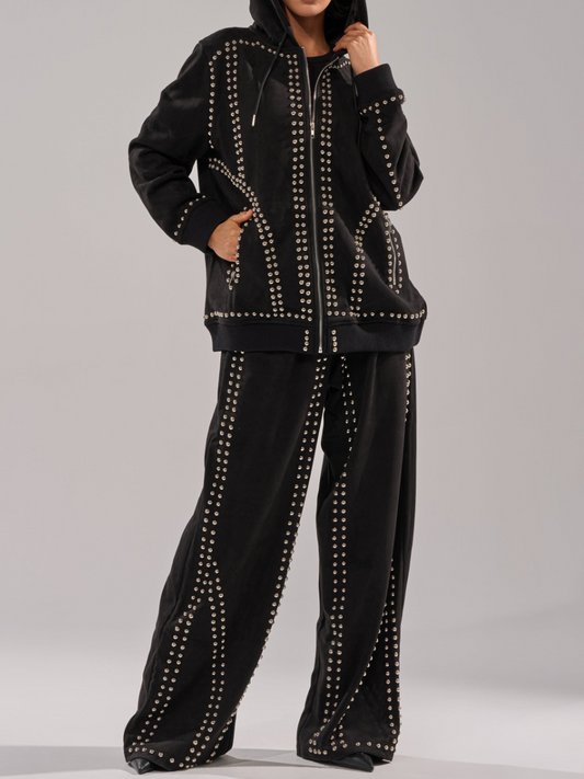 Suede Silver Rivet Set