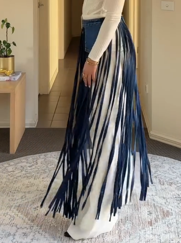 Cowgirl Denim Fringe Belt