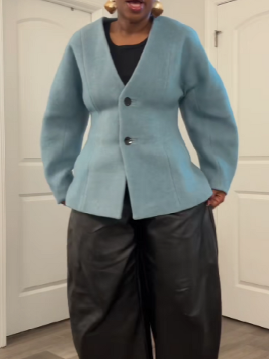 V-Neck Waist Shape Sleeve Jacket