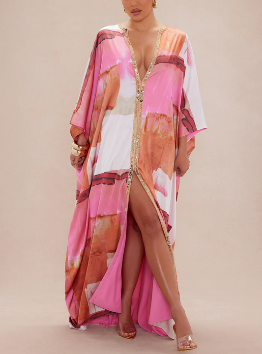 Sabina Satin Kaftan Dress