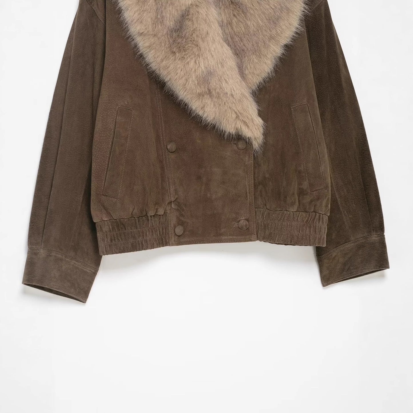 Fancy Faux Fur Suede Jacket