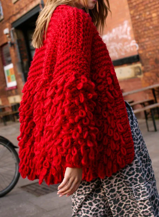 Contrast Knit Loose Sweater