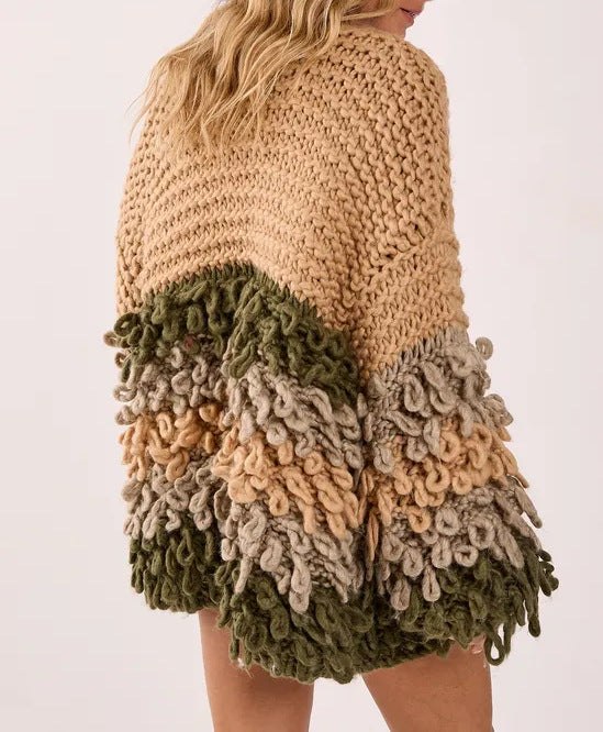 Contrast Knit Loose Sweater