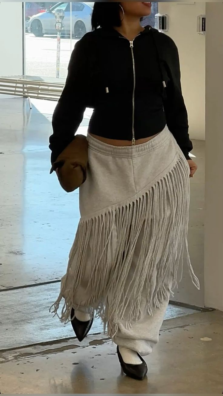Gray Fringe Lounge Pants