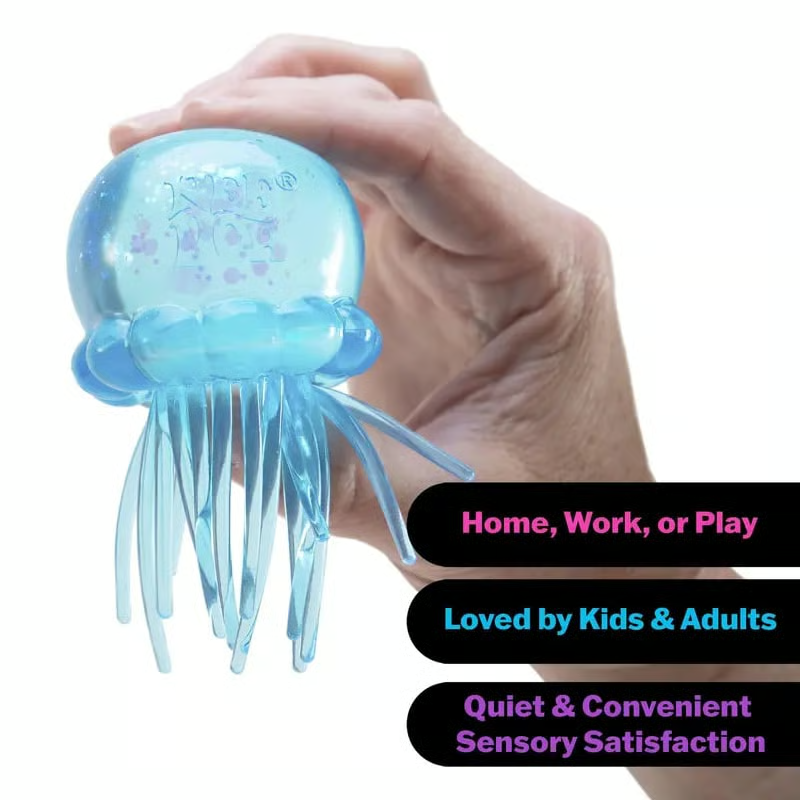 NeeDoh Schylling Jellyfish Squish – Soft Gel-Filled Sensory Squeeze Toy for Home, Office & Travel