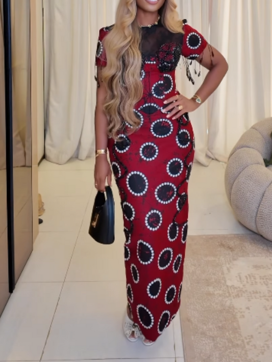 Black Lace Stitching Pendant Dress