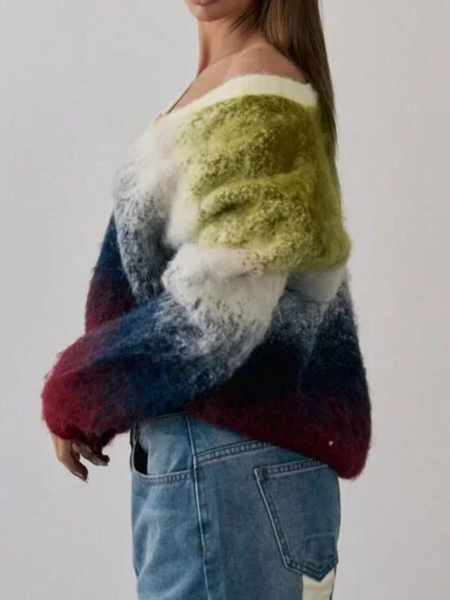 Multicolor Gradient Knit Cardigan