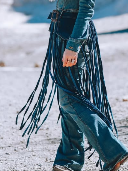 Cowgirl Denim Fringe Belt
