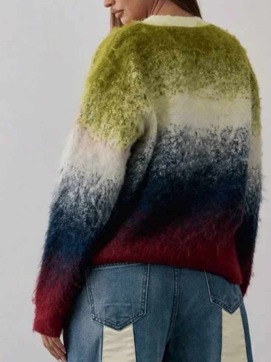Multicolor Gradient Knit Cardigan
