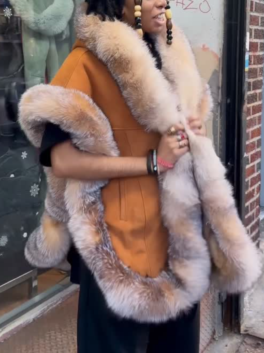 Hooded Fur Vest Coat