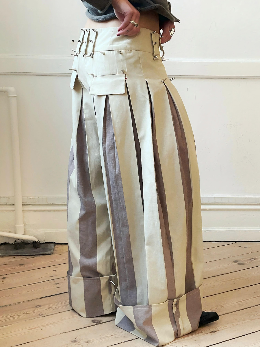 Oversized Striped Studded Pants