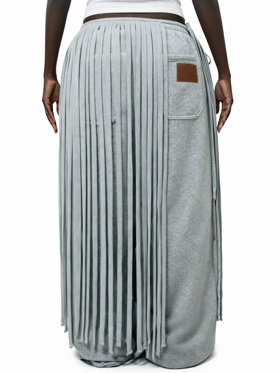 Tassel Wrap Belt Fleece-lined Pants