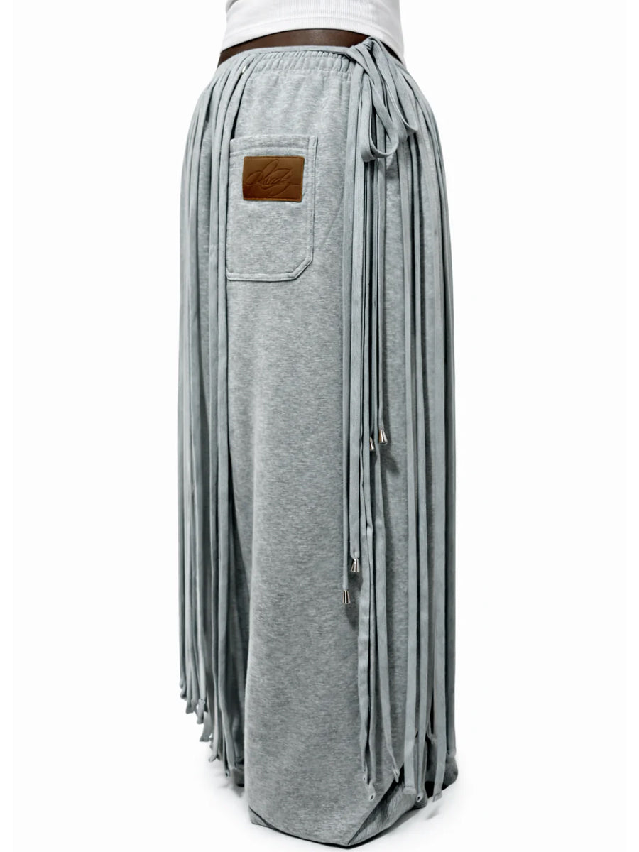 Tassel Wrap Belt Fleece-lined Pants