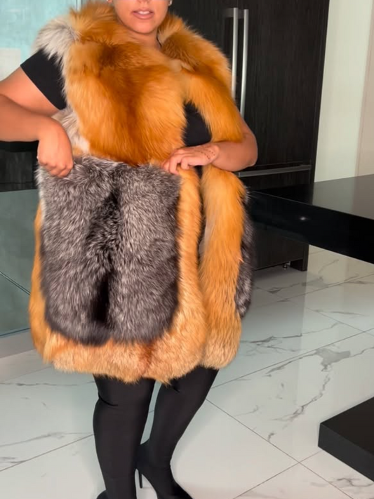 Faux Fur Oversized Pocket Sleeveless Vest Jacket