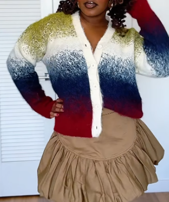 Multicolor Gradient Knit Cardigan