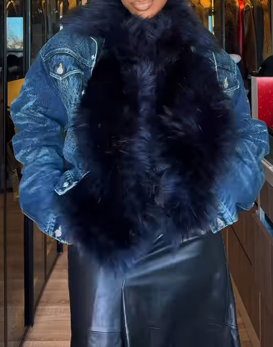 Fab Faux Fur Denim Jacket