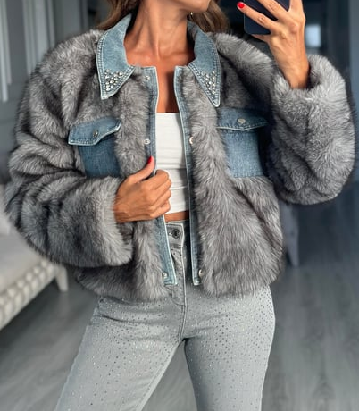 Fancy Faux Fur Denim Jacket