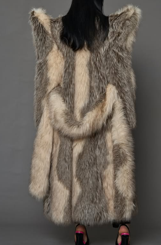 Statement Shoulder Faux Fur Coat