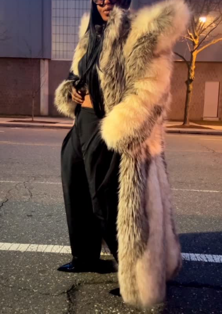 Statement Shoulder Faux Fur Coat