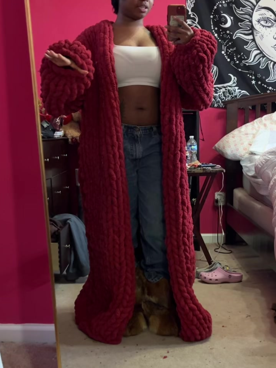 Hooded Knitted Long Coat