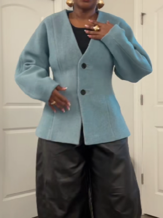 V-Neck Waist Shape Sleeve Jacket