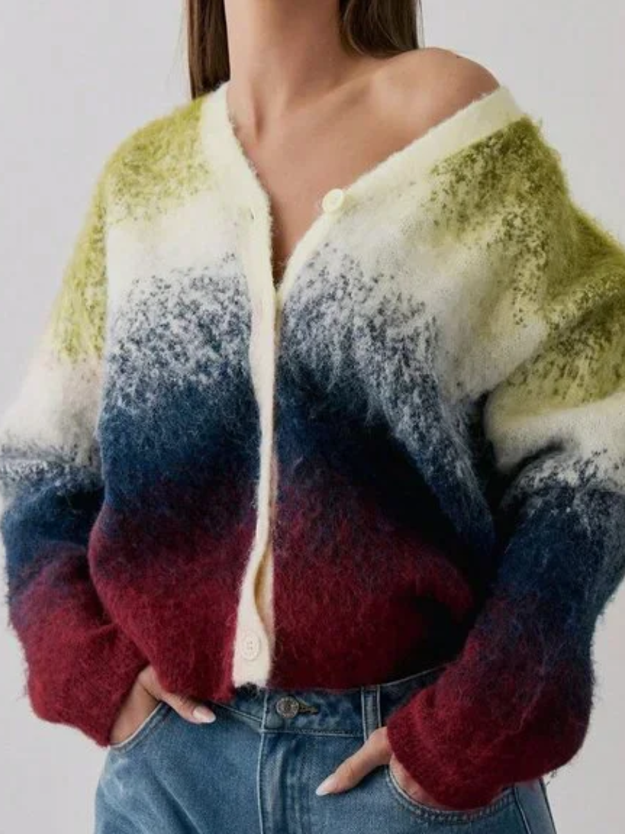Multicolor Gradient Knit Cardigan