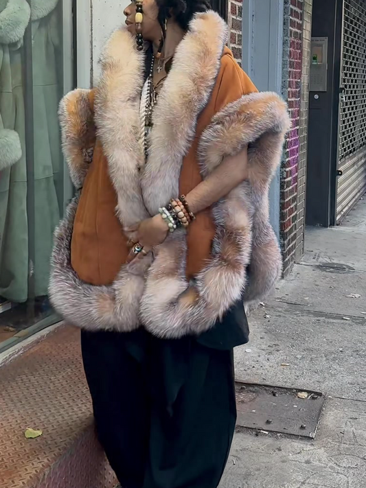 Hooded Fur Vest Coat
