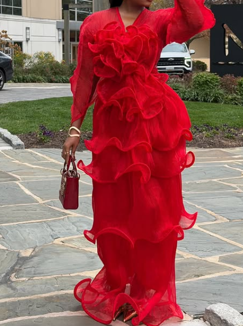 Classy Red Maxi Occasion Dress